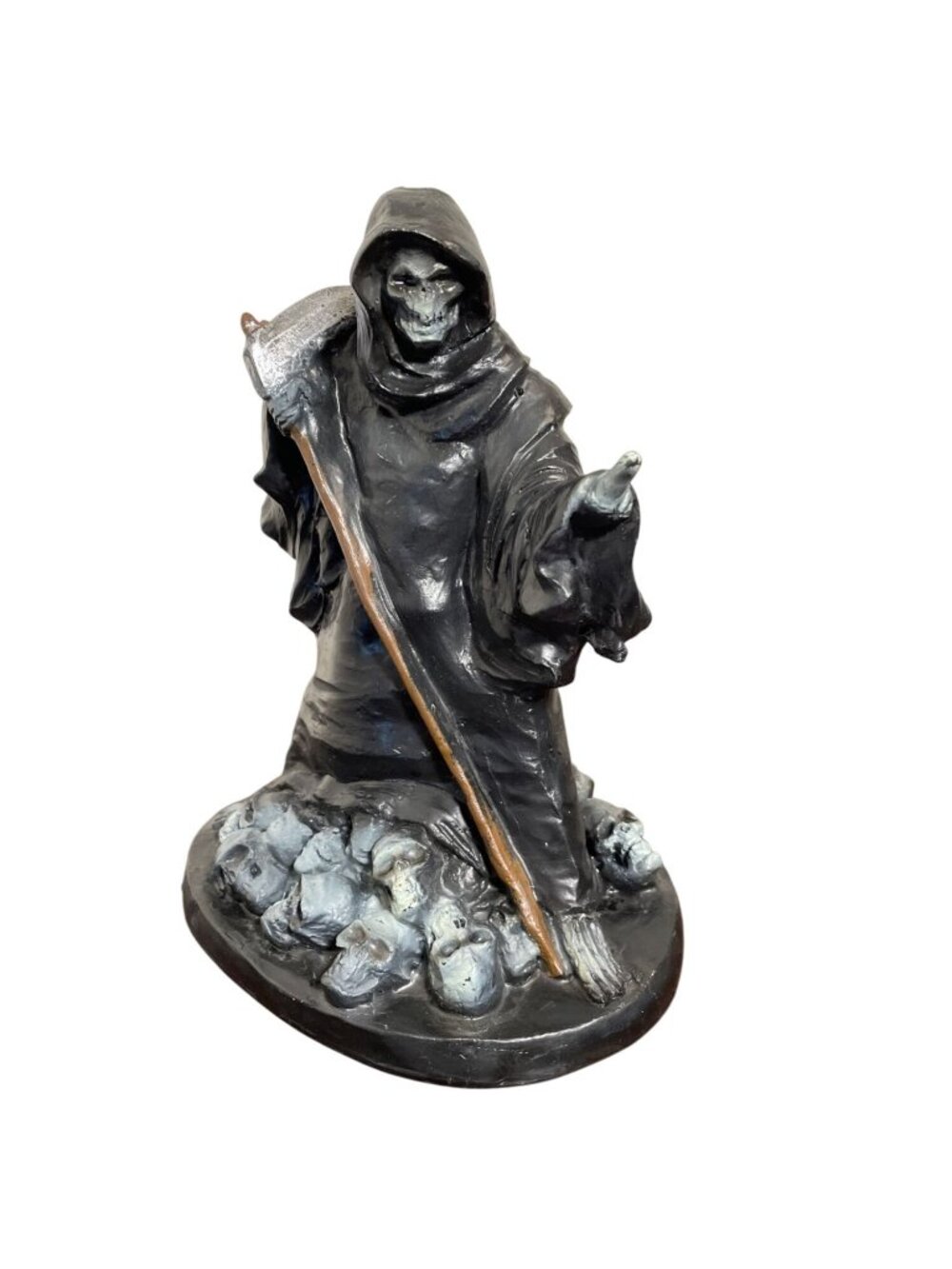 VTG Paper Magic Group Grim Reaper Figurine Statue With Scythe & Skulls - 9.5"